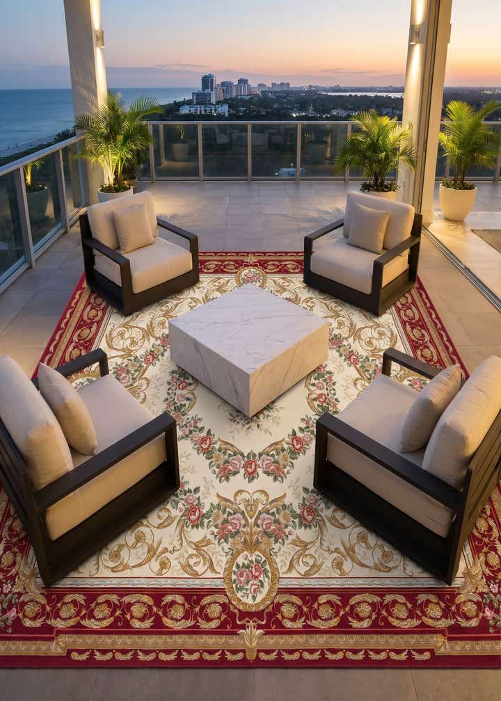 10' x 10' Easy-Clean Traditional Indoor / Outdoor Square Rug