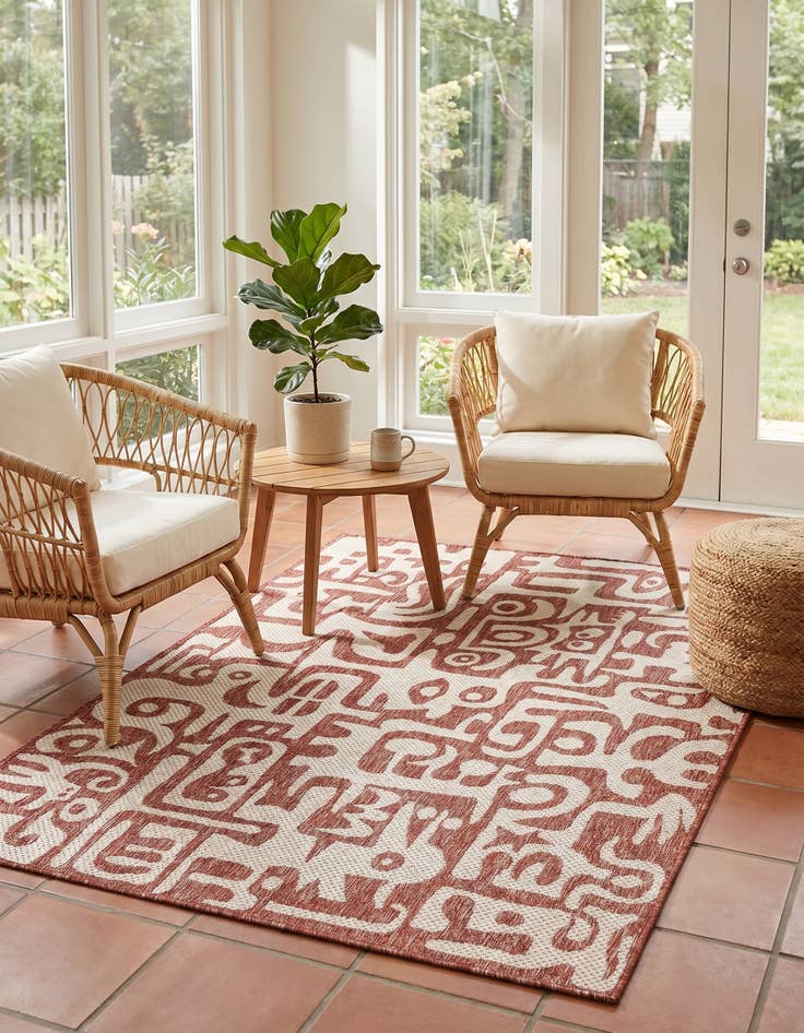 Detail image of 4' x 6' Easy-Clean Modern Indoor / Outdoor Rug