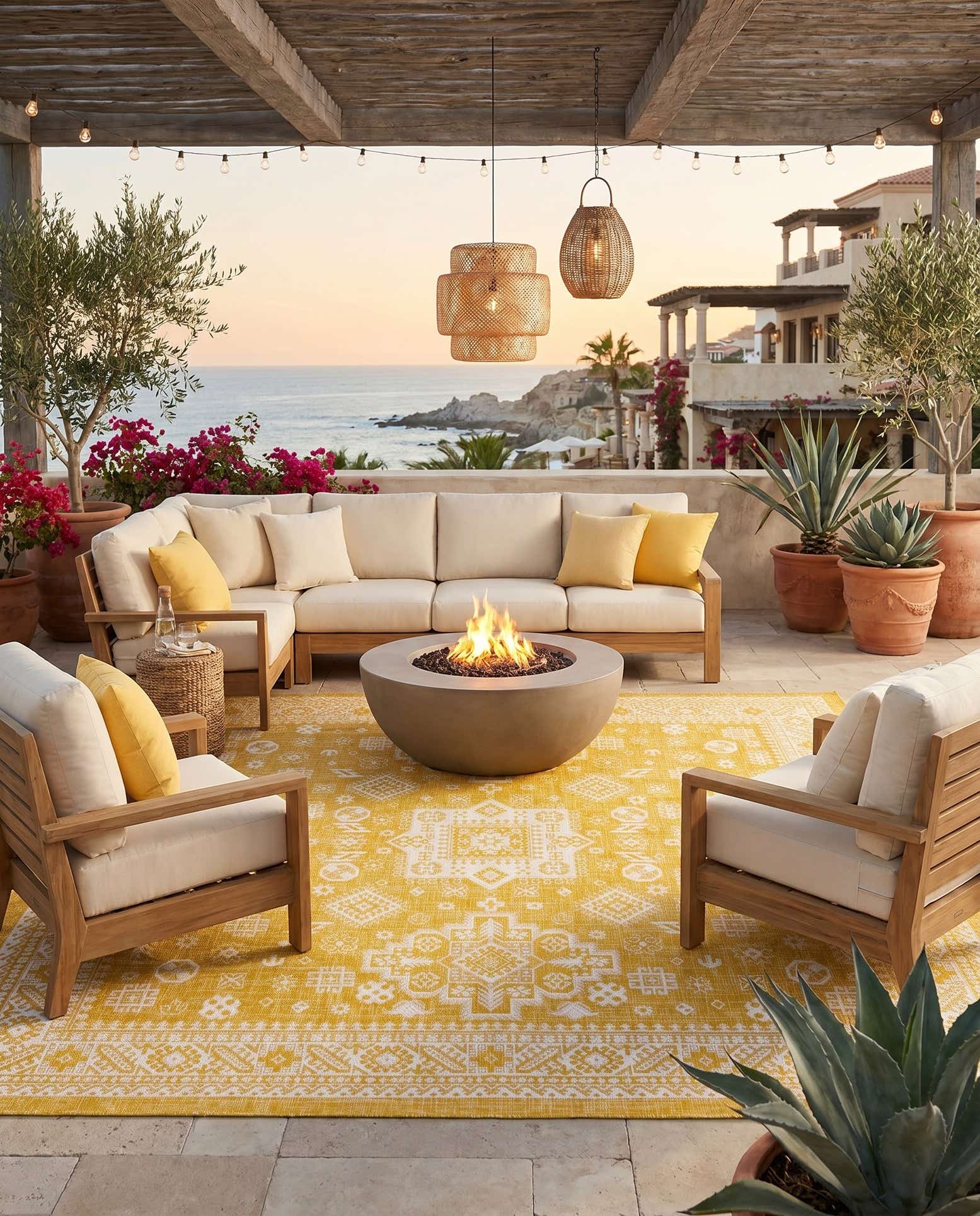 10' x 10' Easy-Clean Aztec Indoor / Outdoor Square Rug