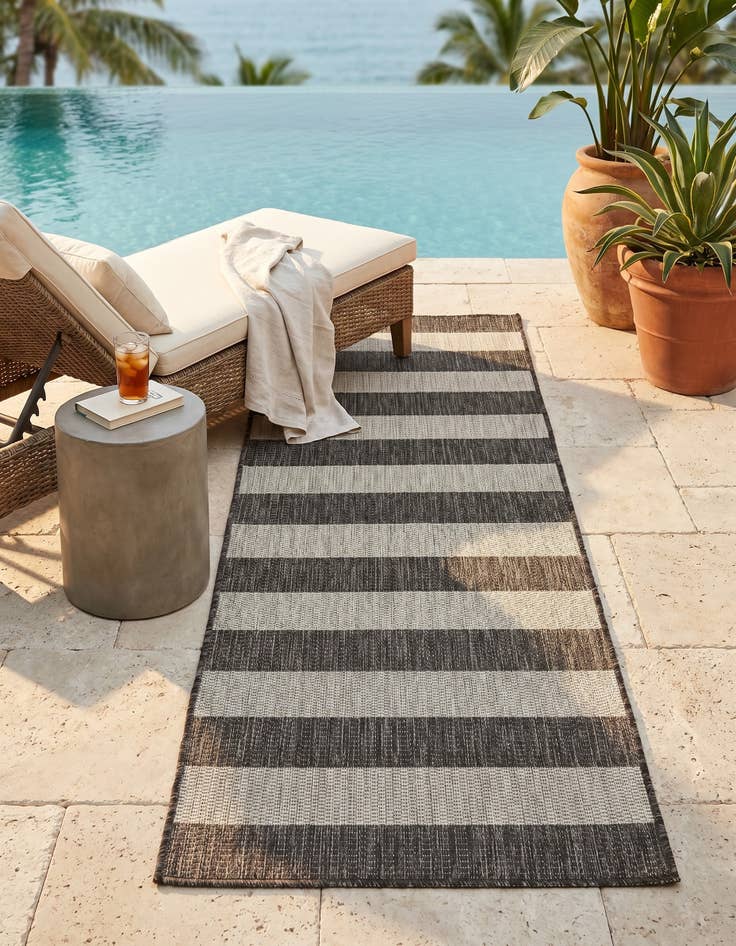 Detail image of 2' x 6' Easy-Clean Ribbon Indoor / Outdoor Runner Rug