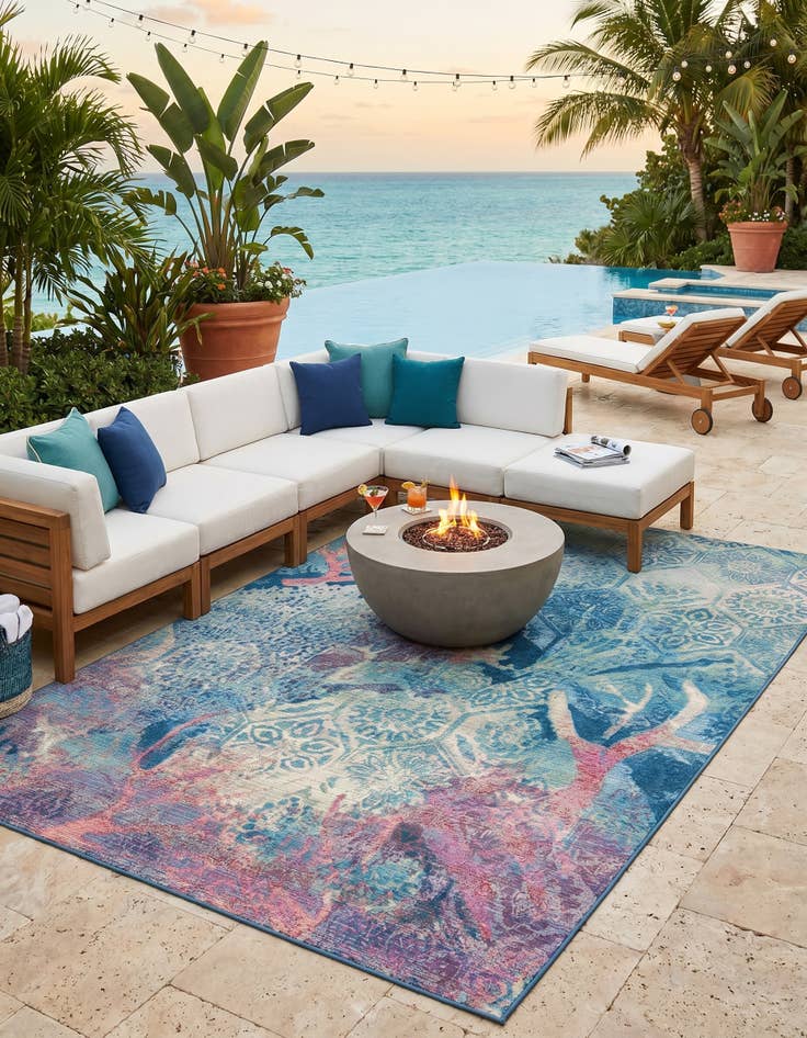 Detail image of 6' x 9' Easy-Clean Coastal Indoor / Outdoor Rug