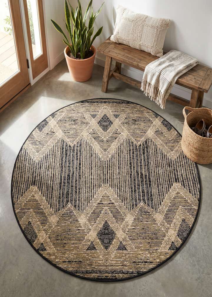 4' x 4' Easy-Clean Modern Indoor / Outdoor Round Rug