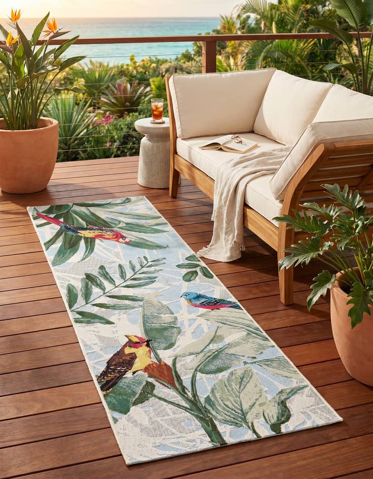 Detail image of 2' x 6' Easy-Clean Botanical Indoor / Outdoor Runner Rug