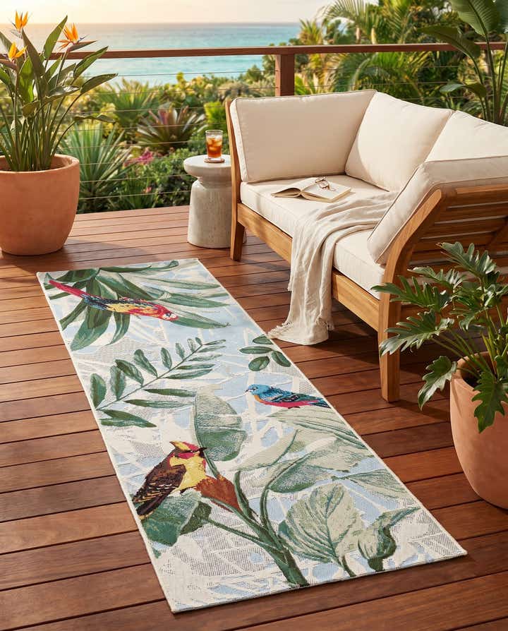 2' x 6' Easy-Clean Botanical Indoor / Outdoor Runner Rug
