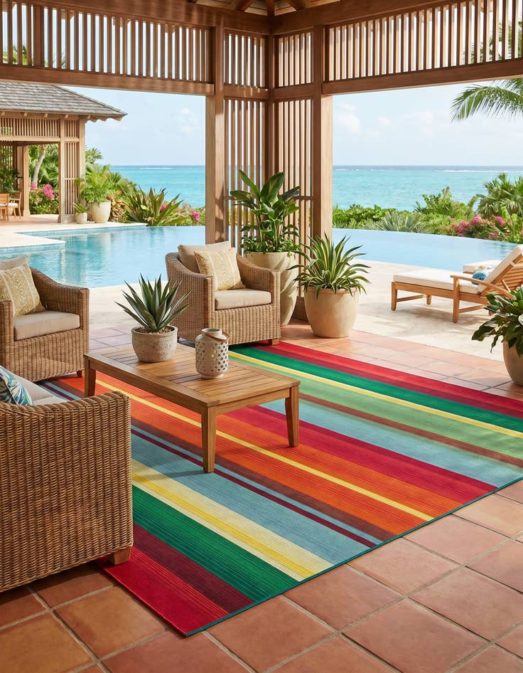 Detail image of 5' 3 x 8' Easy-Clean Modern Indoor / Outdoor Rug