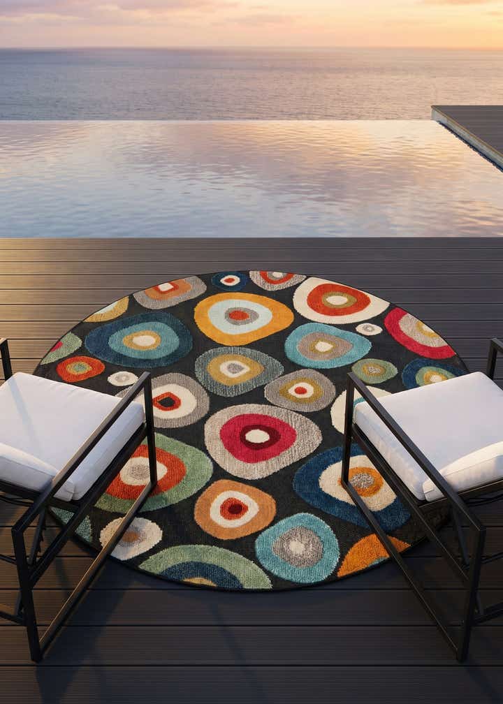 6' x 6' Easy-Clean Casablanca Indoor / Outdoor Round Rug