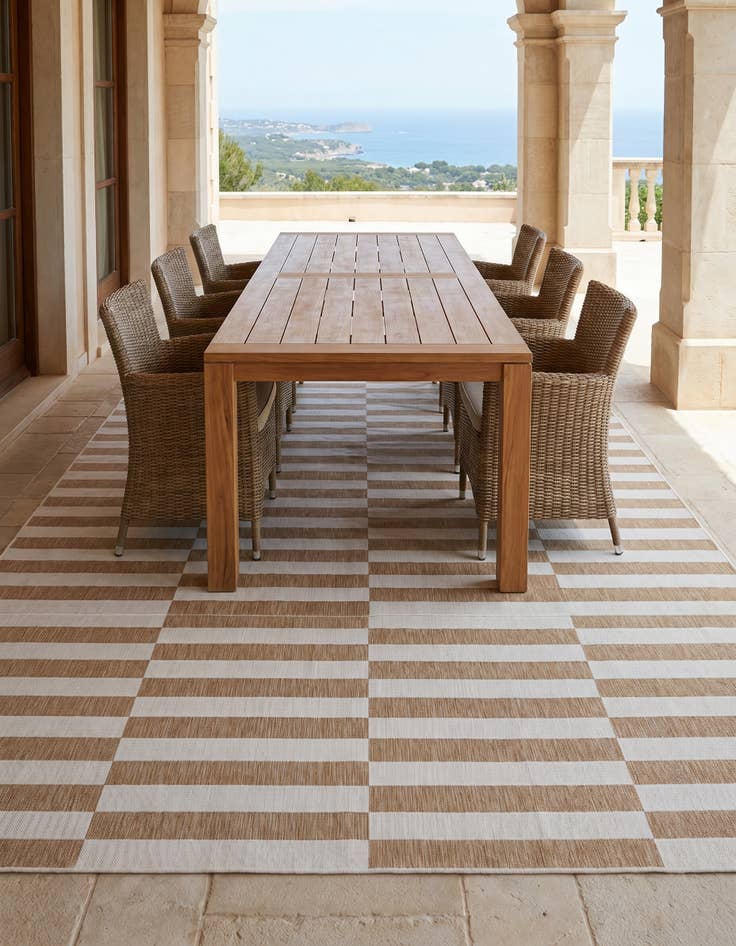 Detail image of 10' x 13' Easy-Clean Striped Indoor / Outdoor Rug