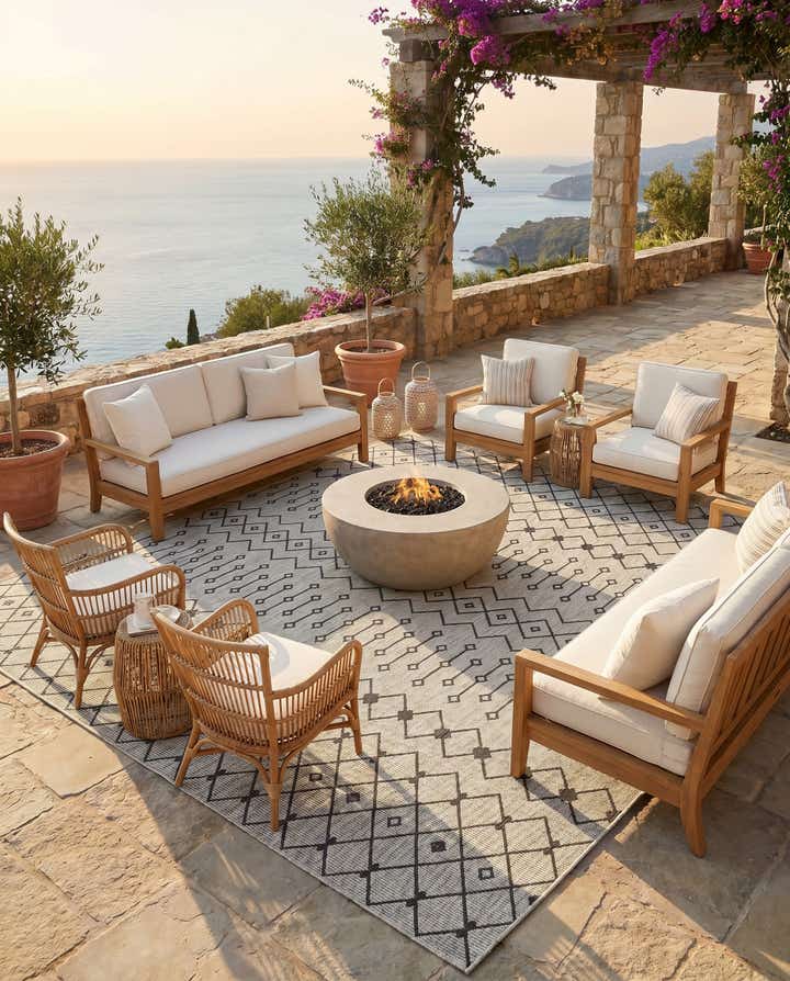 10' 8 x 10' 8 Easy-Clean Lattice Indoor / Outdoor Square Rug