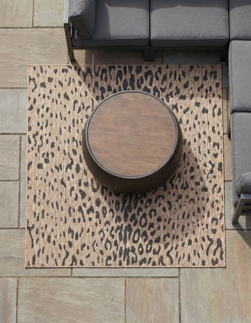 Natural Easy-Clean Safari Indoor / Outdoor Square Rug