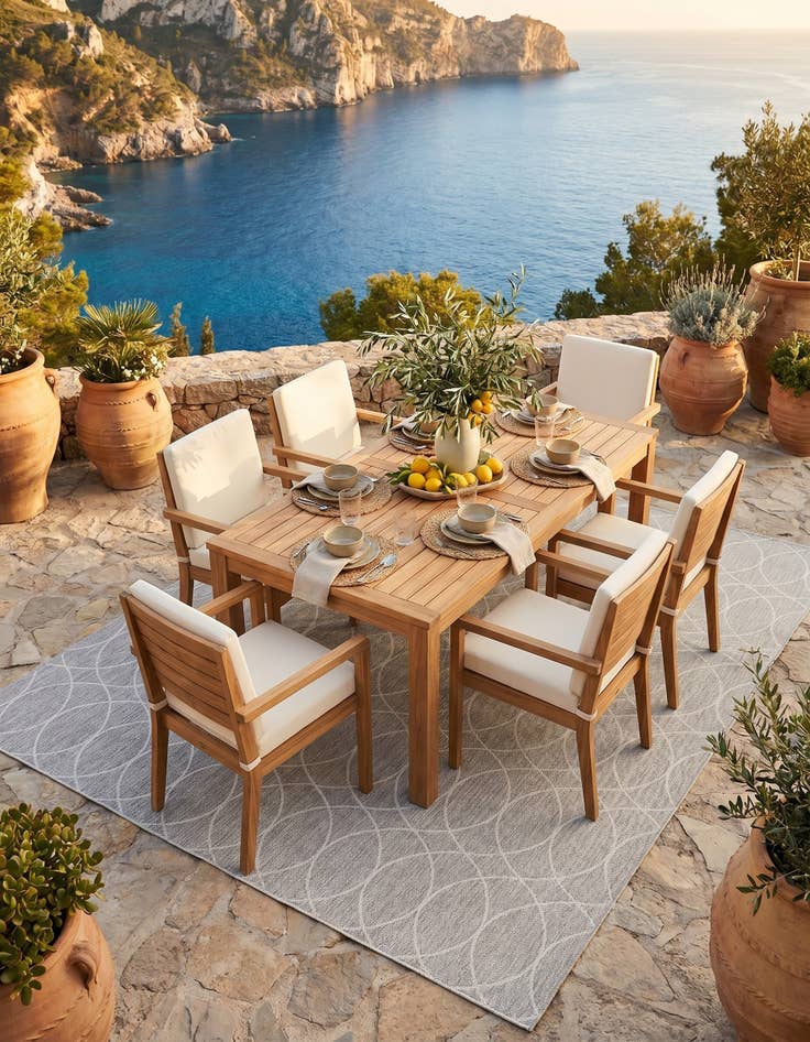 Detail image of 9' x 12' Easy-Clean Trellis Indoor / Outdoor Rug