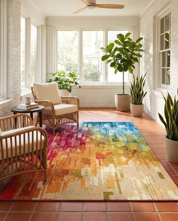 Detail image of 4' x 6' Easy-Clean Modern Indoor / Outdoor Rug