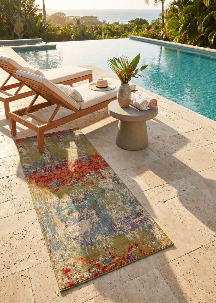 2' 7 x 7' Easy-Clean Modern Indoor / Outdoor Runner Rug