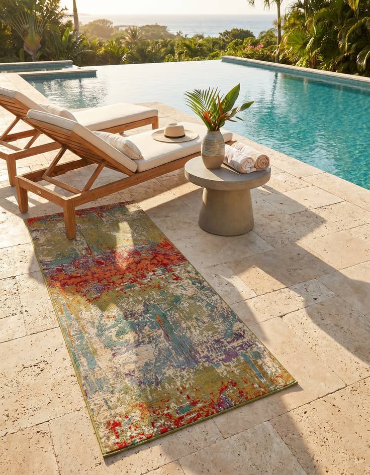 Detail image of 2' 7 x 7' Easy-Clean Modern Indoor / Outdoor Runner Rug