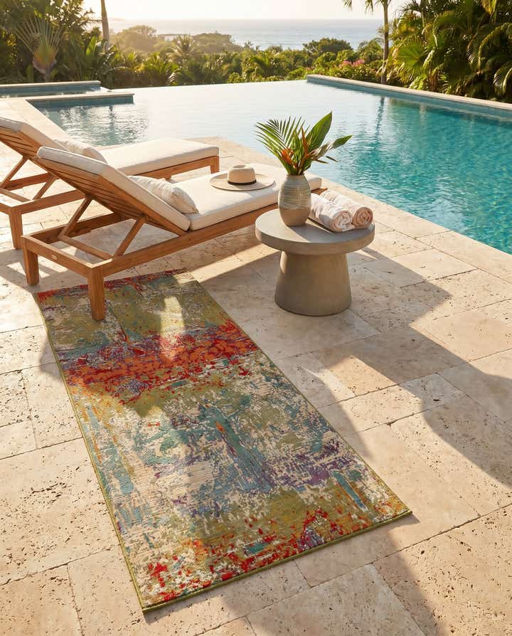 2' 7 x 7' Easy-Clean Modern Indoor / Outdoor Runner Rug
