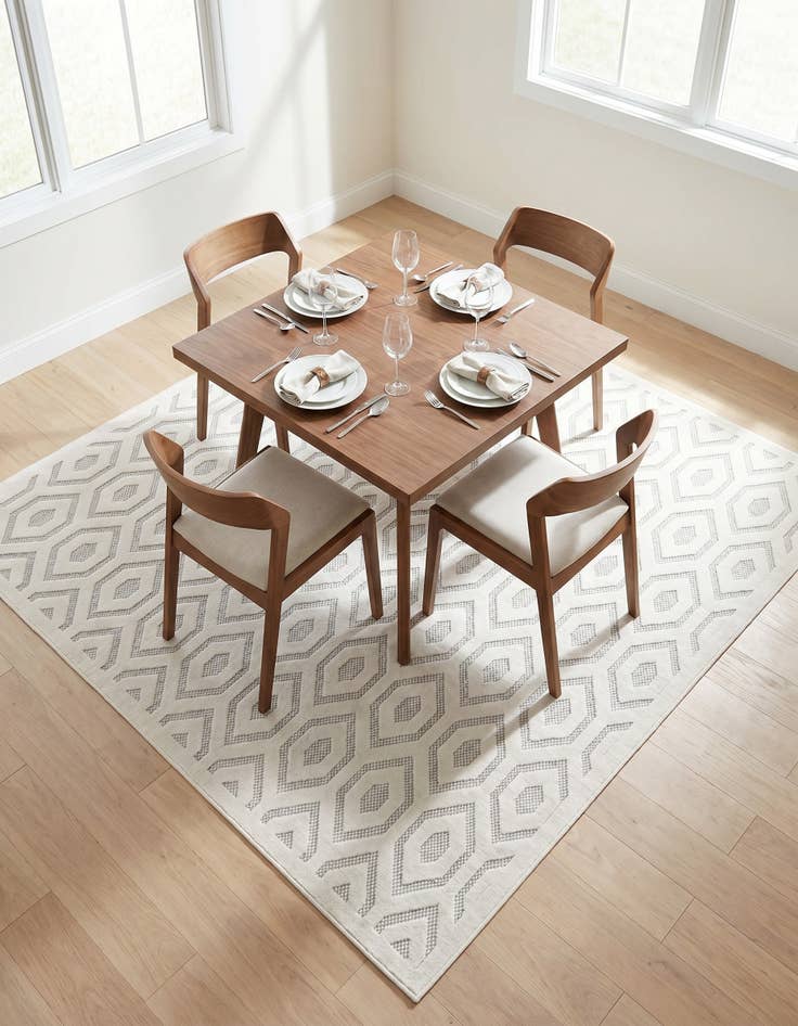 Detail image of 7' 10 x 7' 10 Easy-Clean Trellis Textured Indoor / Outdoor Square Rug