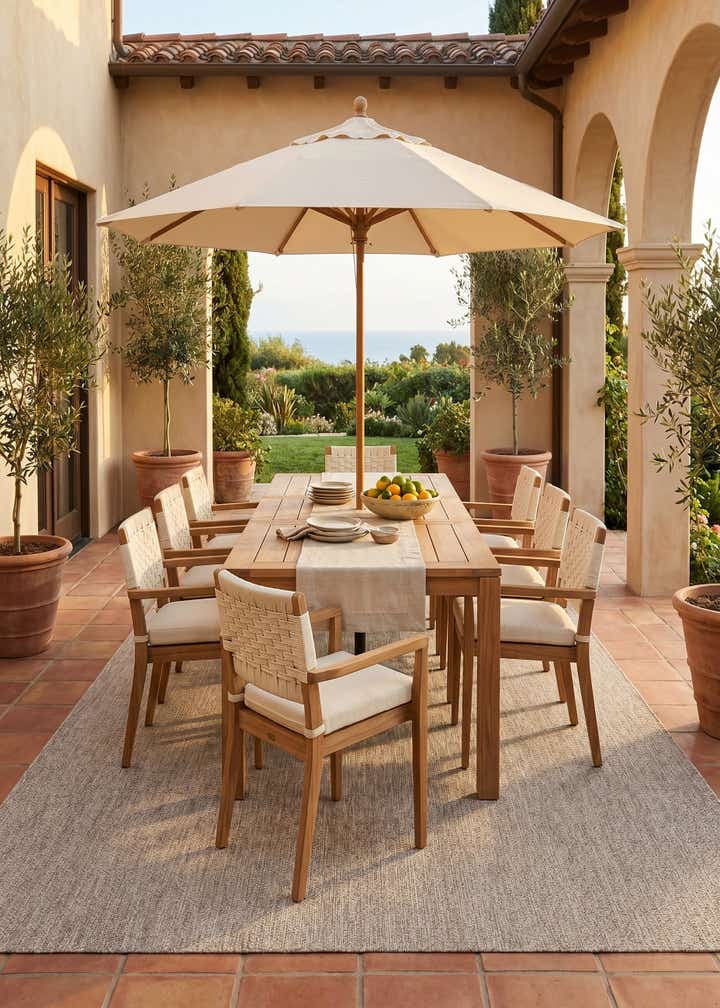 9' x 12' Easy-Clean Solid Indoor / Outdoor Rug