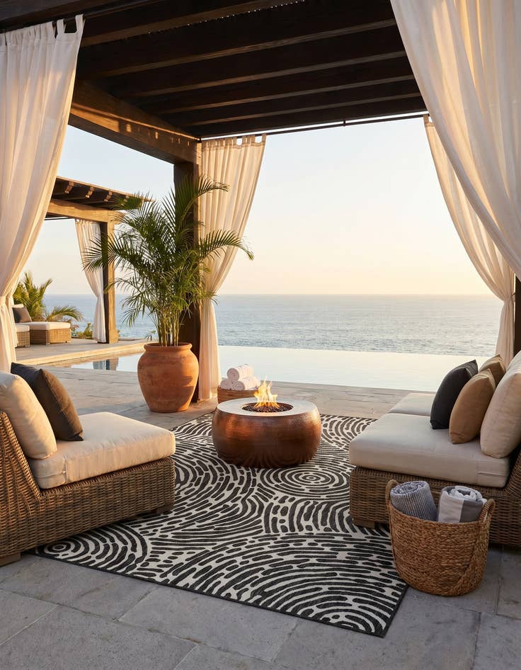 Detail image of 7' 10 x 10' Easy-Clean Modern Indoor / Outdoor Rug