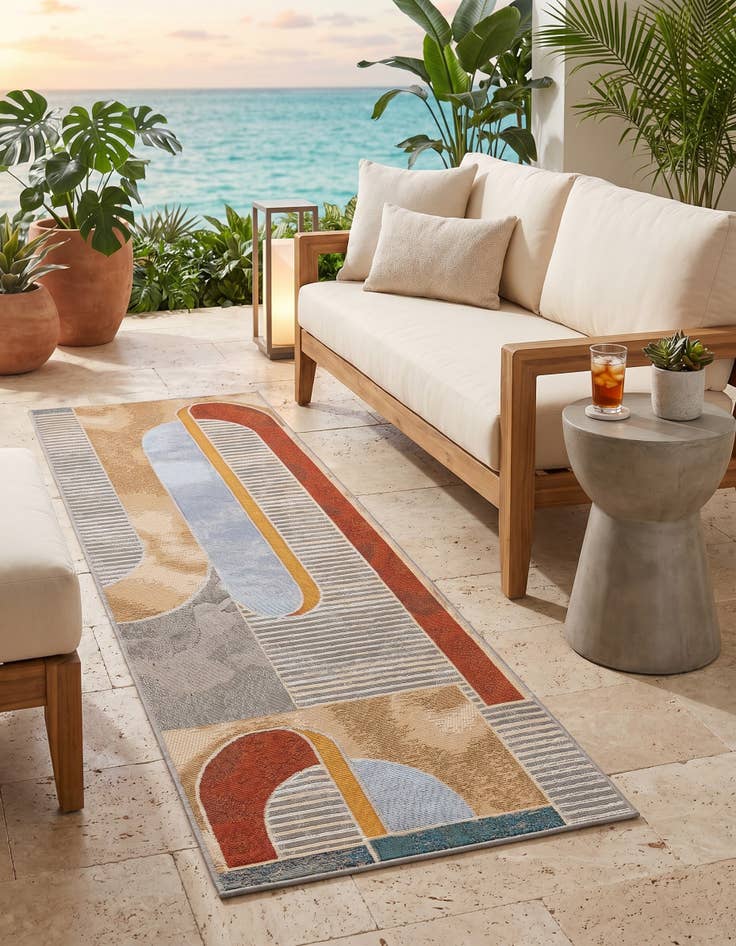 Detail image of 2' x 6' 1 Easy-Clean Modern Indoor / Outdoor Runner Rug