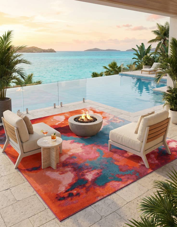 Detail image of 7' 10 x 10' Easy-Clean Modern Indoor / Outdoor Rug