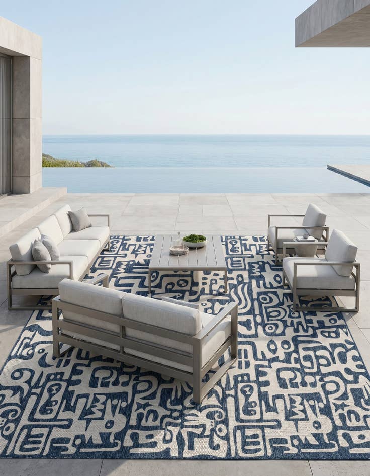 Detail image of 13' x 13' Easy-Clean Modern Indoor / Outdoor Square Rug