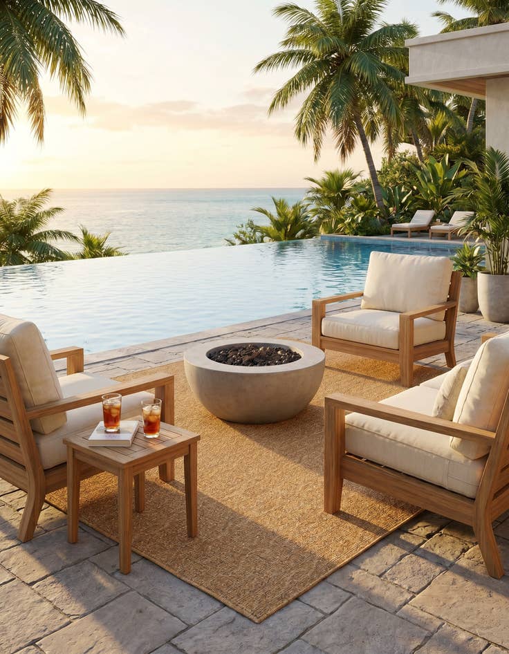 Detail image of 6' x 6' Easy-Clean Modern Indoor / Outdoor Square Rug