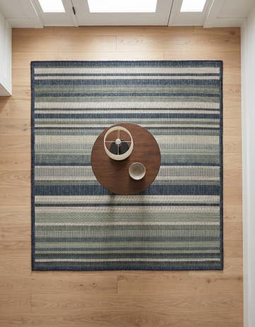 Blue Easy-Clean Baja Indoor / Outdoor Square Rug