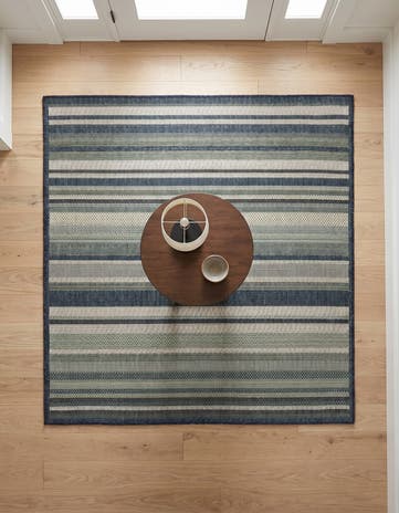 Blue Easy-Clean Baja Indoor / Outdoor Square Rug