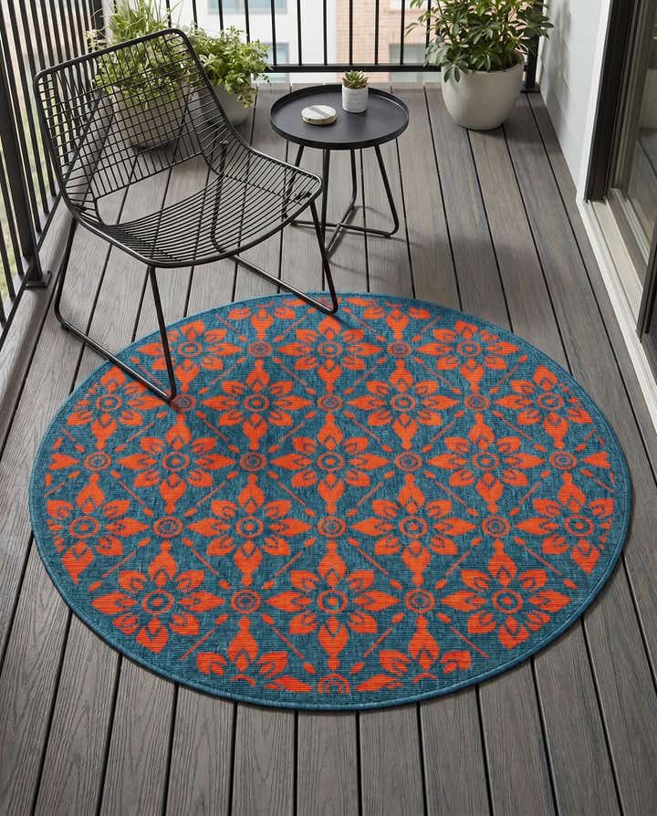 4' x 4' Easy-Clean Trellis Indoor / Outdoor Round Rug