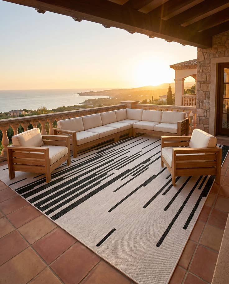 Detail image of 13' x 13' Easy-Clean Modern Indoor / Outdoor Square Rug