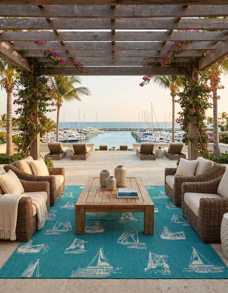 Detail image of 7' 10 x 10' Easy-Clean Coastal Indoor / Outdoor Rug