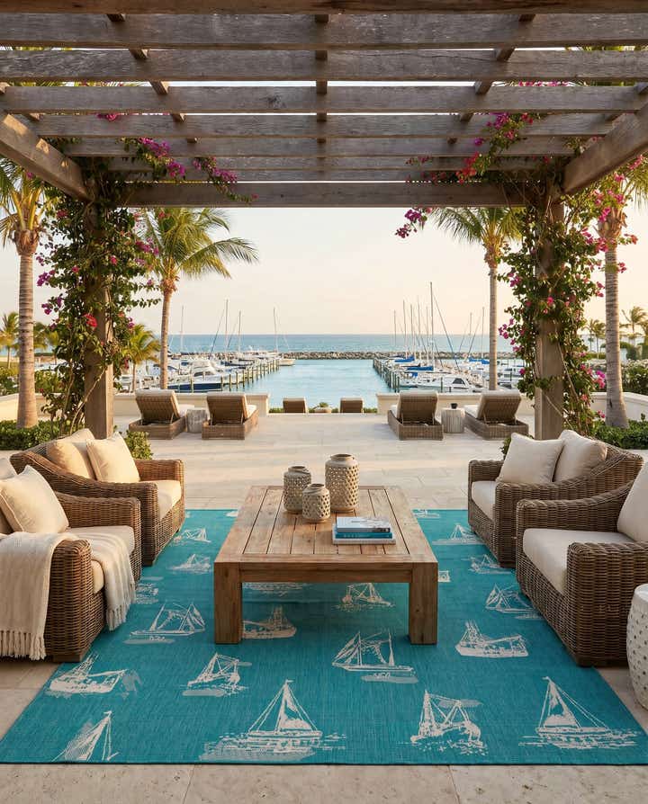 7' 10 x 10' Easy-Clean Coastal Indoor / Outdoor Rug