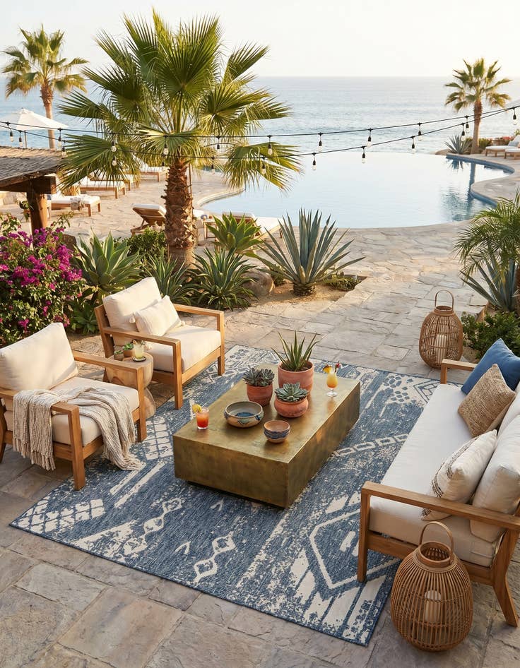 Detail image of 6' x 9' Easy-Clean Bohemian Indoor / Outdoor Rug