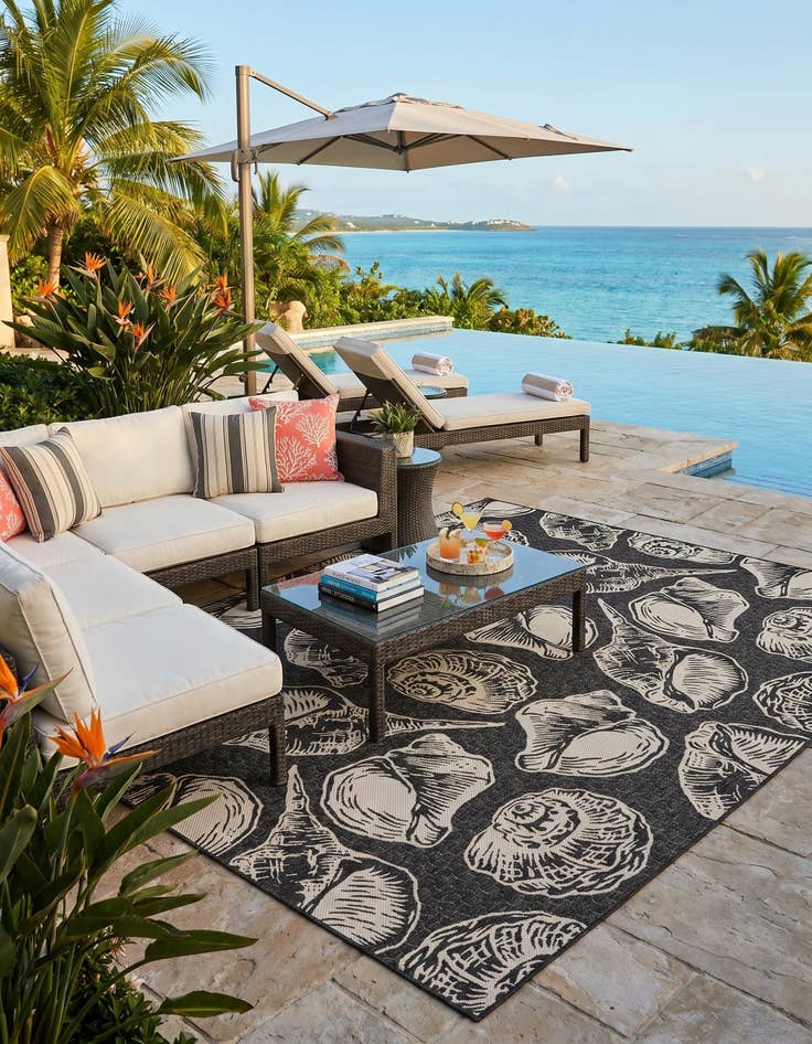 Detail image of 9' x 12' Easy-Clean Coastal Indoor / Outdoor Rug