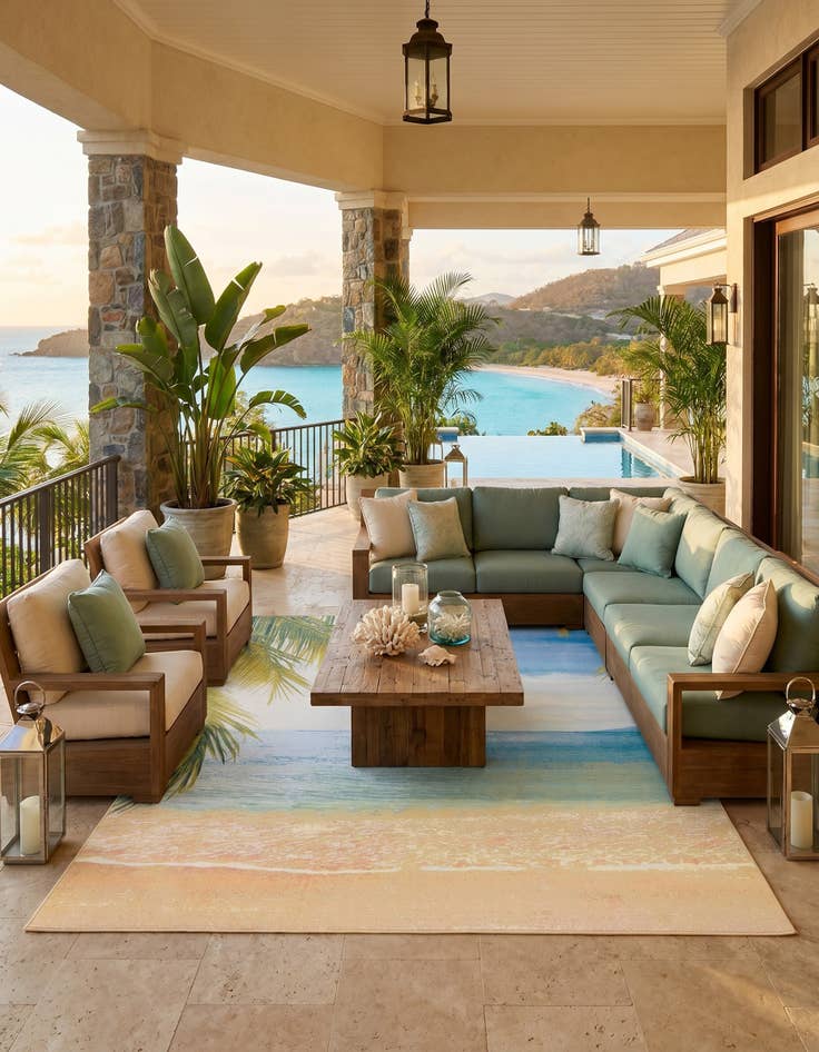 Detail image of 10' x 12' Easy-Clean Coastal Indoor / Outdoor Rug