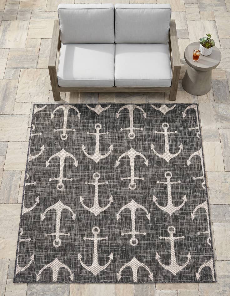 Detail image of 5' 3 x 5' 3 Easy-Clean Coastal Indoor / Outdoor Square Rug