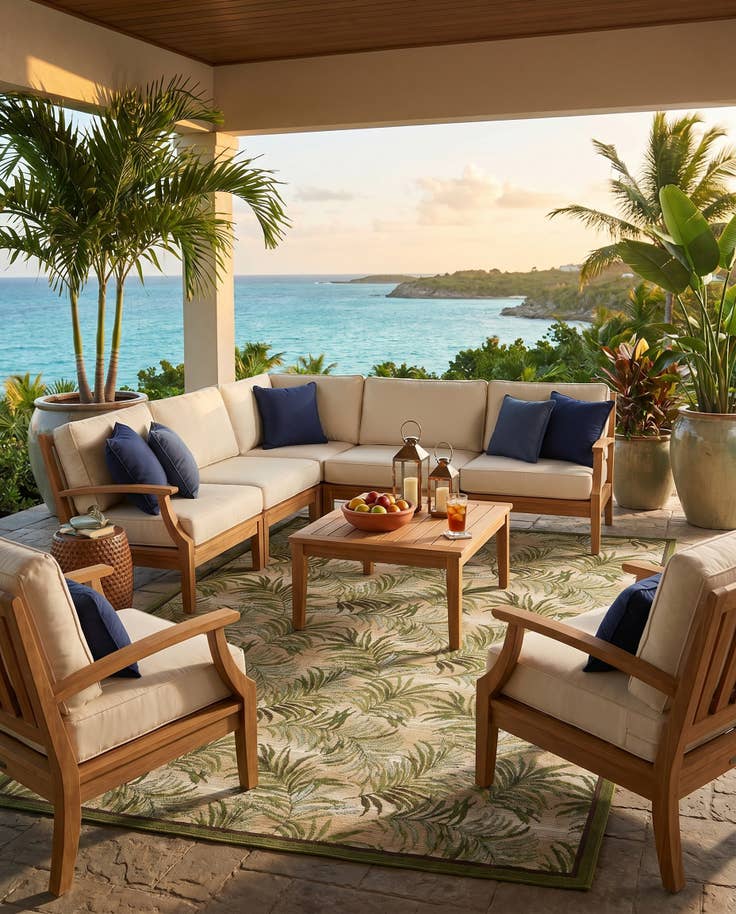 Detail image of 7' 10 x 10' Easy-Clean Botanical Indoor / Outdoor Rug