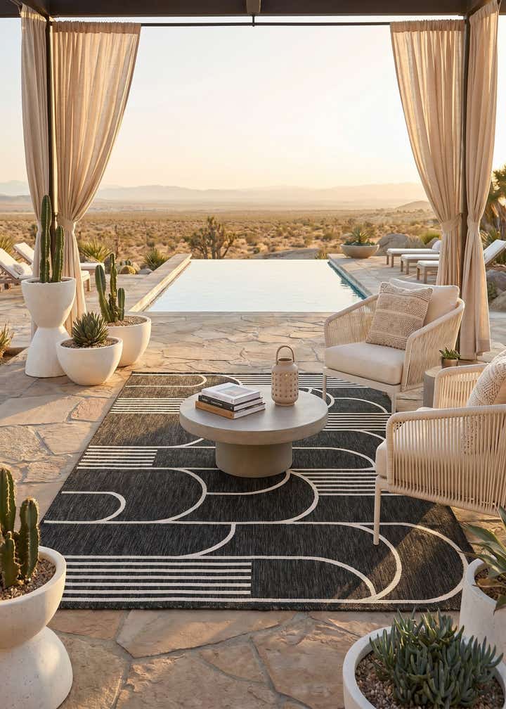 5' 3 x 8' Easy-Clean Modern Indoor / Outdoor Rug