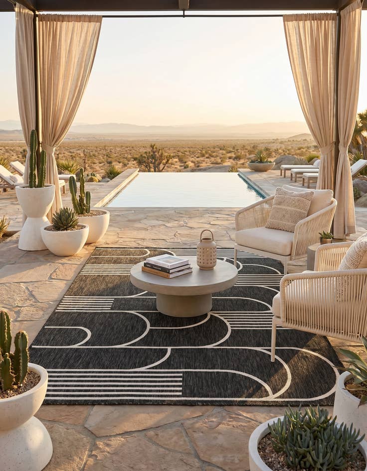 Detail image of 5' 3 x 8' Easy-Clean Modern Indoor / Outdoor Rug