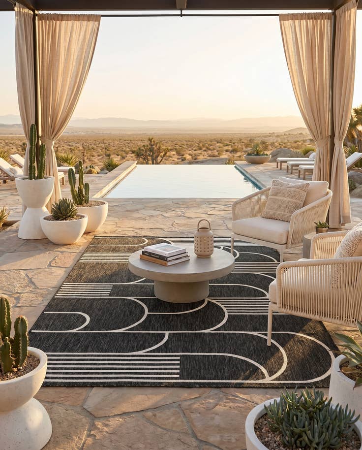 Detail image of 5' 3 x 8' Easy-Clean Modern Indoor / Outdoor Rug