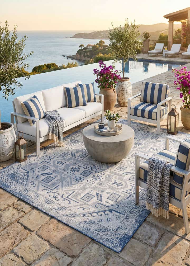 7' x 10' Easy-Clean Aztec Indoor / Outdoor Rug