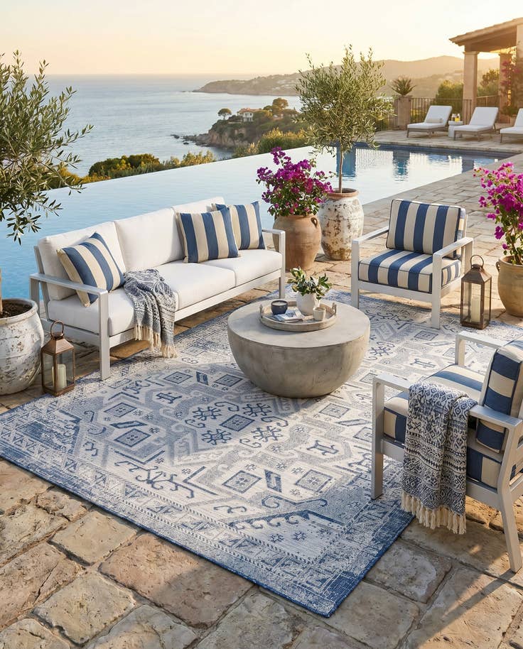 Detail image of 7' x 10' Easy-Clean Aztec Indoor / Outdoor Rug