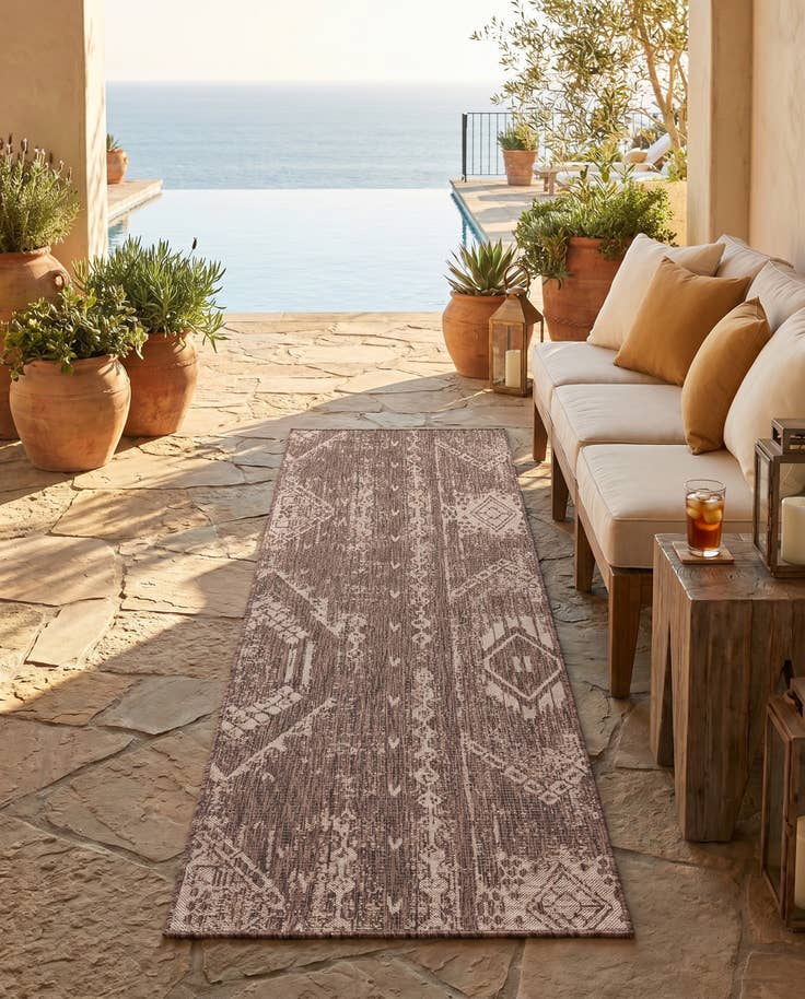 Detail image of 2' x 8' Easy-Clean Bohemian Indoor / Outdoor Runner Rug