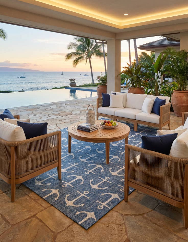 Detail image of 10' x 13' Easy-Clean Coastal Indoor / Outdoor Rug