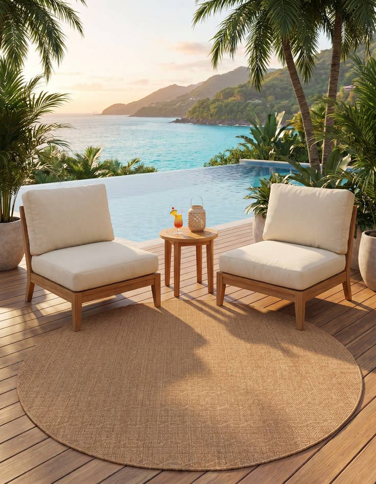 Detail image of 6' x 6' Easy-Clean Modern Indoor / Outdoor Round Rug