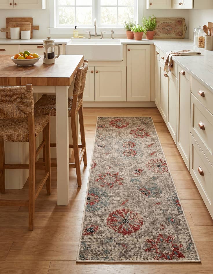 Detail image of 2' x 5' Easy-Clean Botanical Indoor / Outdoor Runner Rug