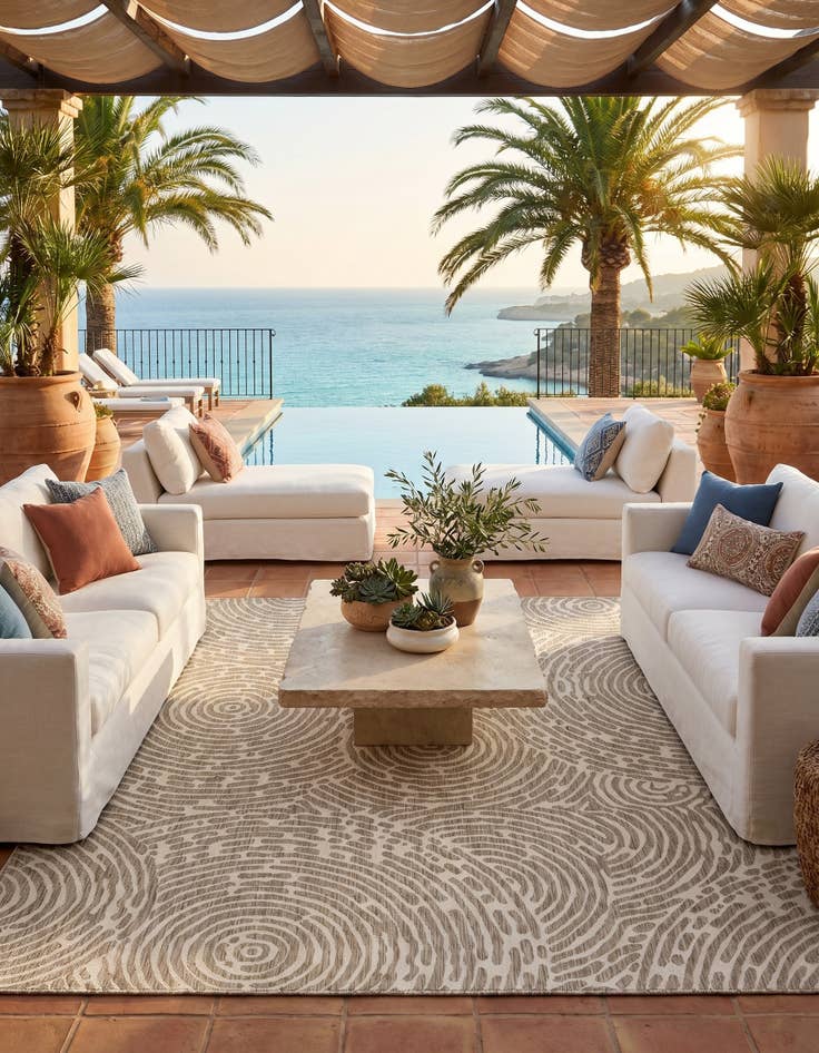 Detail image of 10' x 10' Easy-Clean Modern Indoor / Outdoor Square Rug