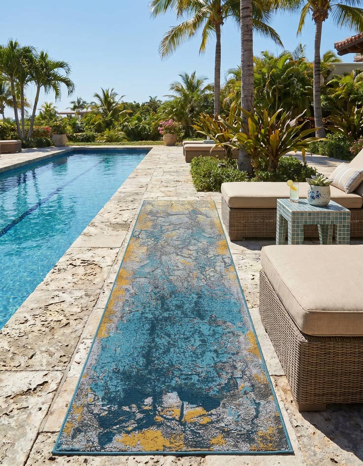 Detail image of 2' x 8' Easy-Clean Modern Indoor / Outdoor Runner Rug