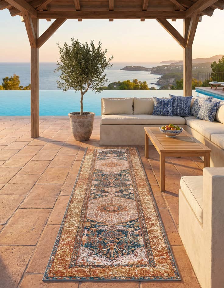 Detail image of 2' 7 x 10' Easy-Clean Traditional Indoor / Outdoor Runner Rug
