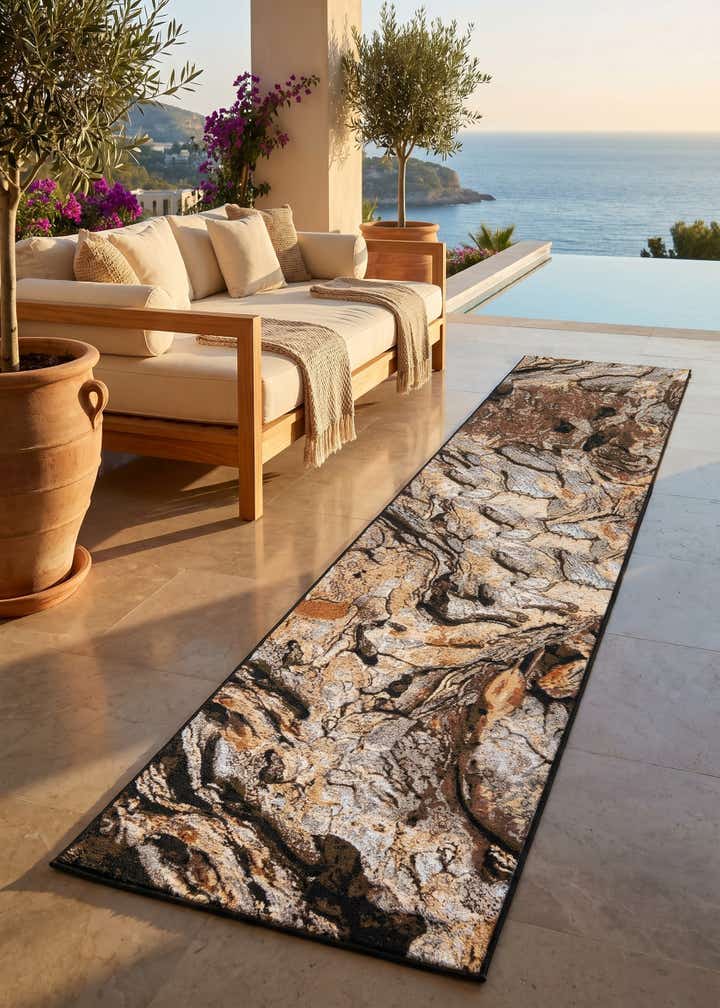2' 7 x 12' Easy-Clean Modern Indoor / Outdoor Runner Rug