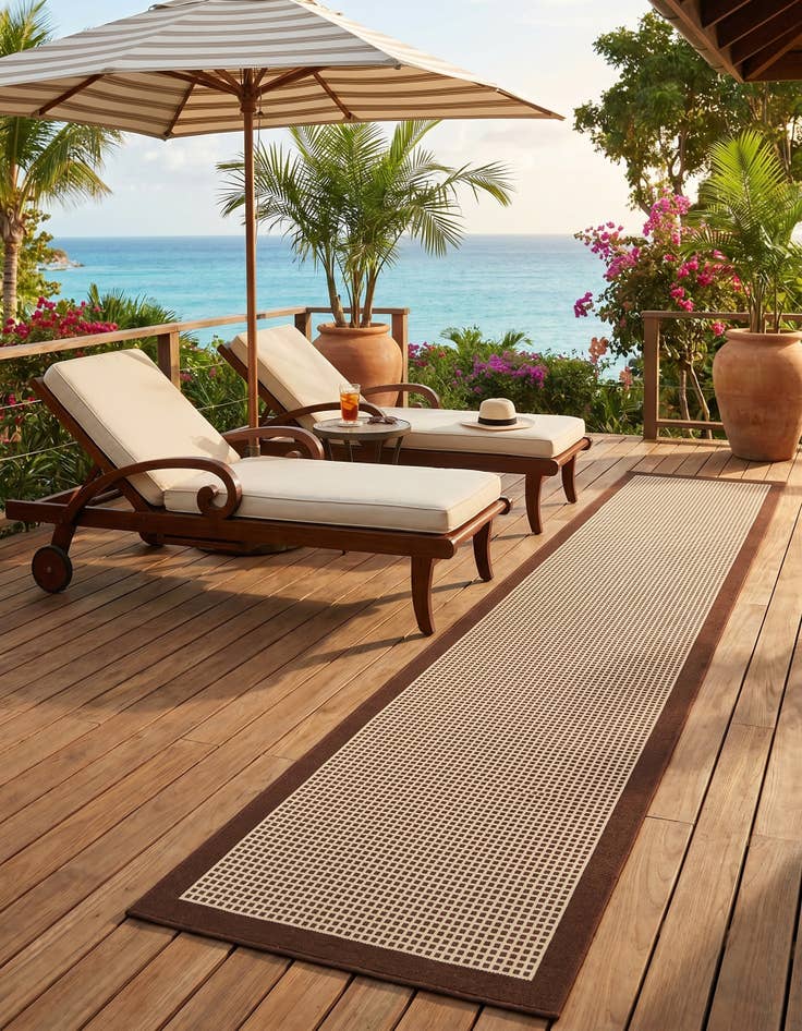 Detail image of 2' 7 x 12' Easy-Clean Border Indoor / Outdoor Runner Rug